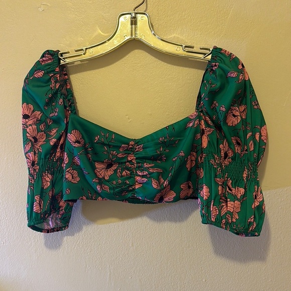 Zara Green and Pink Floral Blouse - Picture 1 of 3
